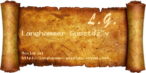 Langhammer Gusztáv névjegykártya